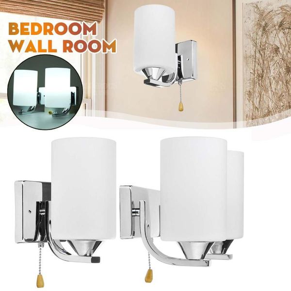 

wall lamp bedroom glass sconce light pull chain switch led night indoor fixture bedside modern