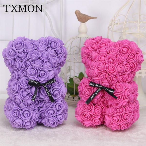 

valentine's day rose bear foam core simulation foam flower diy bear accessories rose head hug flower send girlfriend gift