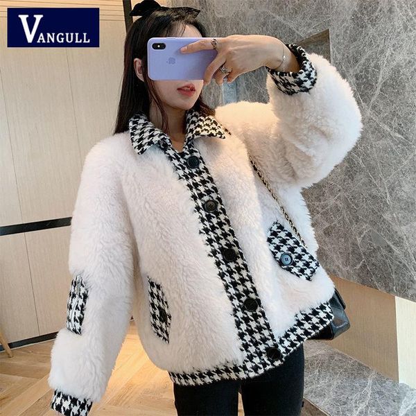 

women's fur & faux vangull elegant patchwork coat women 2021 winter warm soft single breasted jacket female plush loose overcoat, Black