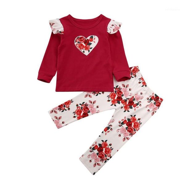 

clothing sets 2pcs toddler kids baby girl flower clothes t-shirt long pants outfit set1, White