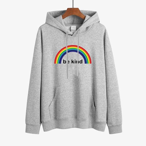 

be kind woman hoodies rainbow female sweatshirt fleece autumn winter hoodies woman, Black