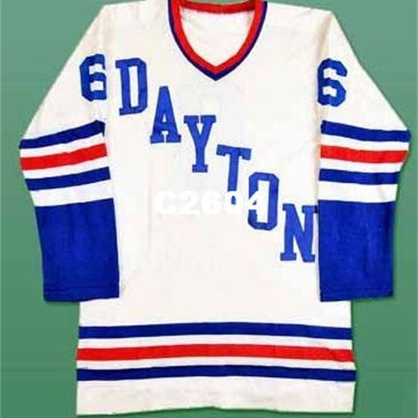 

real men real full embroidery #6 dayton gems ihl vintage hockey jersey or custom any name or number jersey, Black