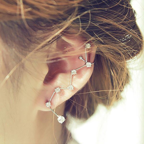

sexemara boho ear cuff brincos silver color ear clip earrings set women statement bohemia crystal ear cartilag earrings jewelry, Golden