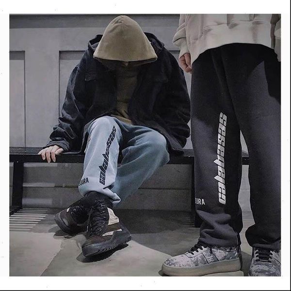 

calabasas sweatpants men women hip hop season 5 kanye west calabasas pants embroidery logo kardashian trousers, Black