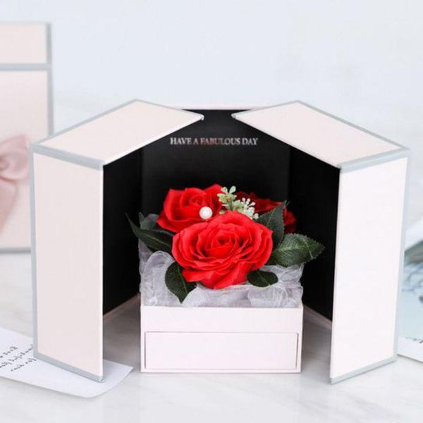 

gift wrap valentine's day rose box with bowknot handmade for wedding anniversary1