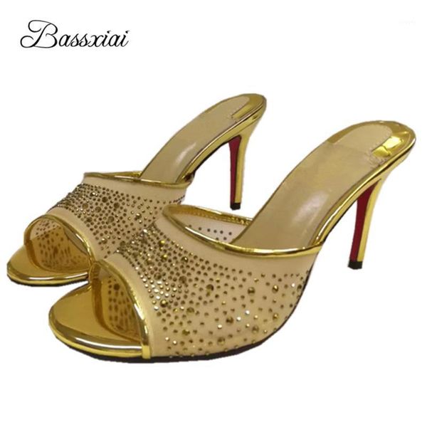 

jeweled crystal air mesh sandals women thin high heels open toe slingbacks runway mules rhinestone summer sandalias1, Black