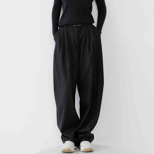 

women's pants & capris [eam] high waist black pleated long wide leg casual trousers loose fit women fashion spring autumn 2022 1de3097, Black;white