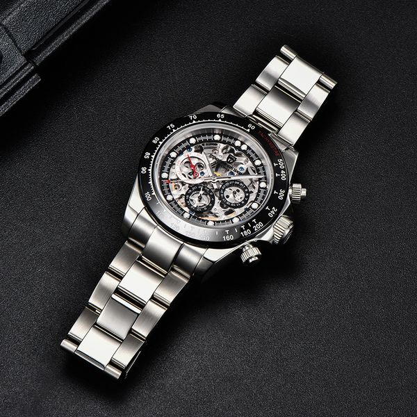 

pagani design watch men skeleton automatic mechanical watch stainless steel waterproof fashion business relogio masculino 201113, Slivery;brown