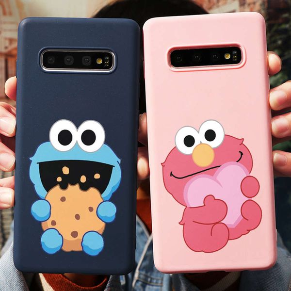 

sesame cookie monster color matte case for samsung galaxy a21s a31 a41 a51 a71 a70 a50 s20 s10 s9 s8 plus note20 ultra m31 cover