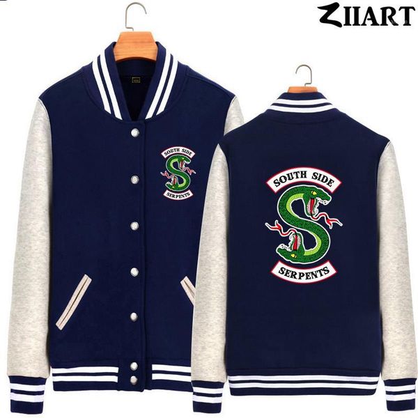

riverdale south side serpents snake couple clothes girls woman full zip autumn winter fleece baseball jackets ziiart1, Black;brown
