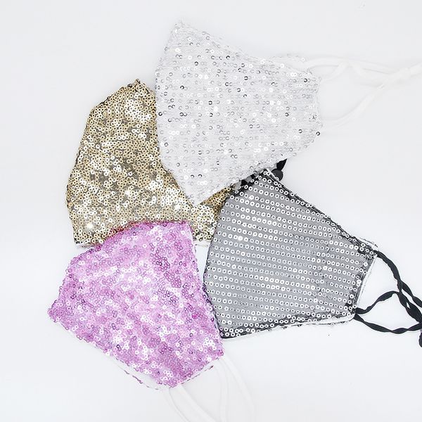 

pm2.5 sequin cotton washable reusable mask sequins shiny face cover mount masks anti-dust filter in