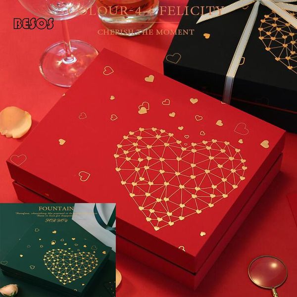 

high grade large color heart shaped gold bronzing rectangular gift box party wedding valentines scarf perfume belt hard gift box