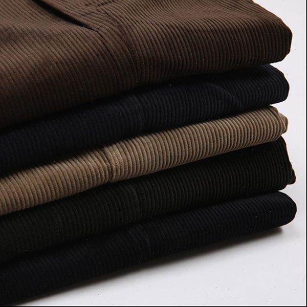 

thick warm autumn winter men pants corduroy straight loose men trousers high waist mens pants plus size 40 42 44 46, Black