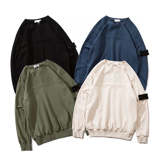 

20 autumn and winter sweater classic compass armband solid color stitching terry round neck sweater multicolor plus velvet sweater, Black