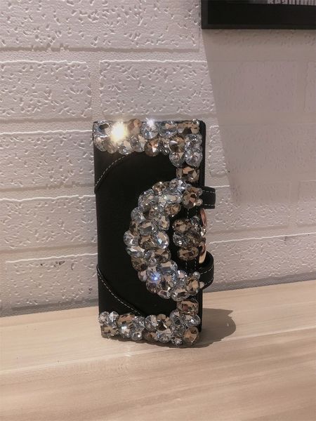 

luxury leather wallet women's long fashion snap multi-card rhinestone ladies wallet trend diamond wallet banquet clutch bag c1115, Red;black