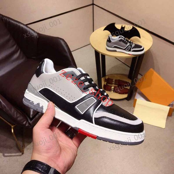 

fashionable men's leather shoes casual coach sneakers fashionable comfortable printing outdoor shoes 2020, Black