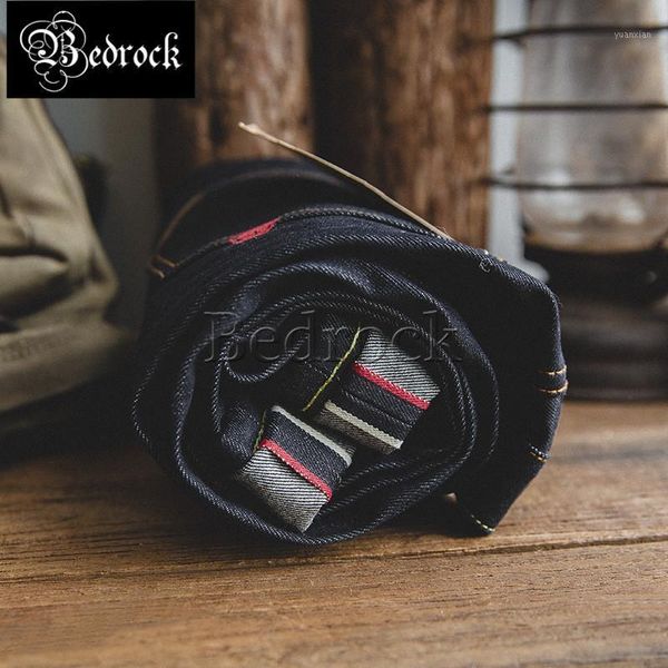 

men's double red line slim-fit straight pants original cow retro embroidered primary color denim crimped jeans1, Blue