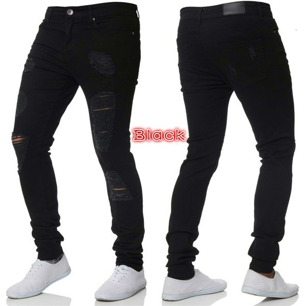 

style 2021 street jeansmid rise afflicted stretched thin hole denies male pants 1 8u88, Blue