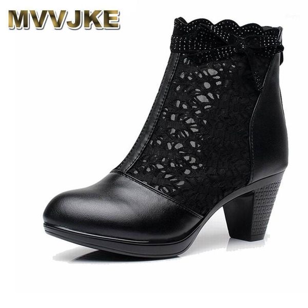 

boots mvvjk women summer 2021 ankle for black womens genuine leather lace autumn spring high heel1