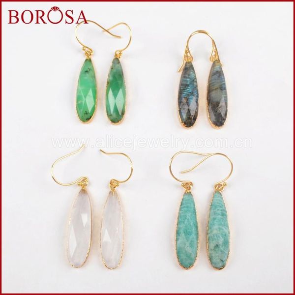 

borosa druzy 5pairs gold color teardrop multi-kind stone faceted earrings,gems crystal amazonite stone charms earrings g1524-e, Silver