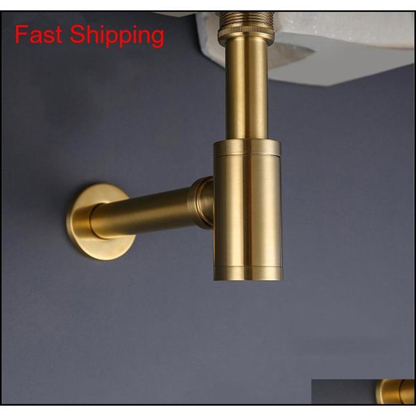

brass bathroom basin bottle trap, brushed gold p trap with unslotted pop up drain qyloud yh_pack