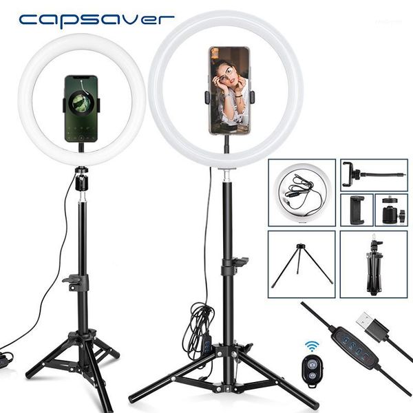 

flash heads capsaver 10 inch 12 led ring light dimmable usb lamps makeup lamp with phone holder tripod for tik tok youtube video1