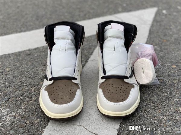 

new air authentic 1 og high travis scott sneakers cactus jack dark mocha white brown retro men women reverse sports shoes with box