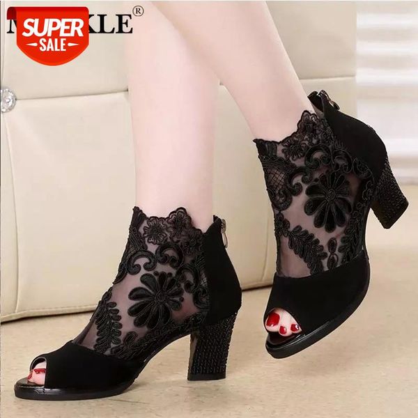 

mcckle summer mesh peep toe sandals heels single shoes lace pumps woman high heel fashion women shoes platform ladies 2020 #pj5k