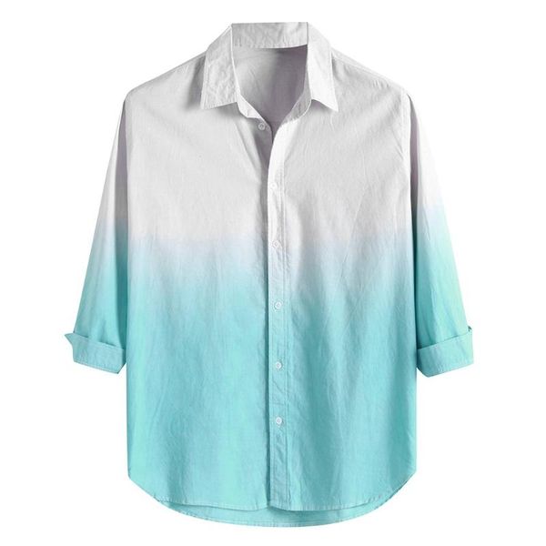 

men's casual shirts womail fashion men shirt mens printed turn down collar three quater sleeve 2021 arrival loose dress, White;black