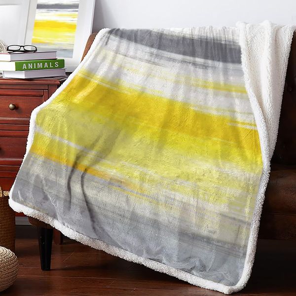 

abstract gray yellow texture fleece blanket warm cashmere blanket office sofa supplies blankets for beds