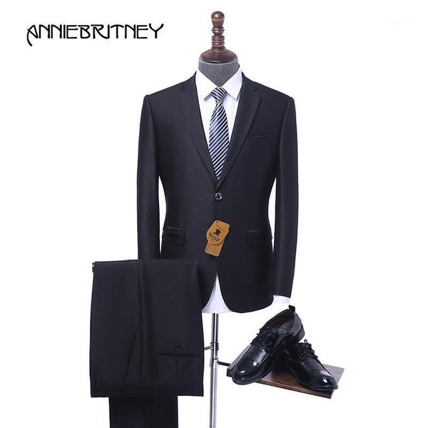 

2020 new brand black suit men business tuxedo slim fit 2 piece groom blazer prom formal wedding suits for men ternos jacket+pant1, White;black