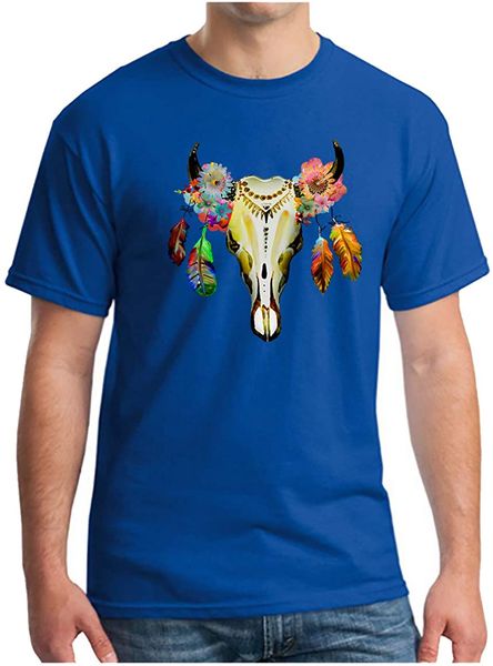 

mens boho skull soft fitted print pure cotton comfort short sleeve crew neck t-shirts man novel casual sportswear male tees wholesale, White;black