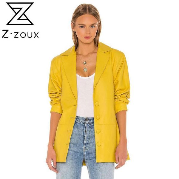 

women's leather & faux z-zoux women jackets single breasted lace up pu blazer fashion suit coat winter, Black