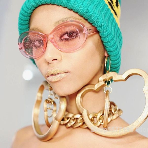

2020 oval sunglasses women colorful candy clear sun glasses men sequin red pink eyewear kurt cobain glasses clout goggles, White;black