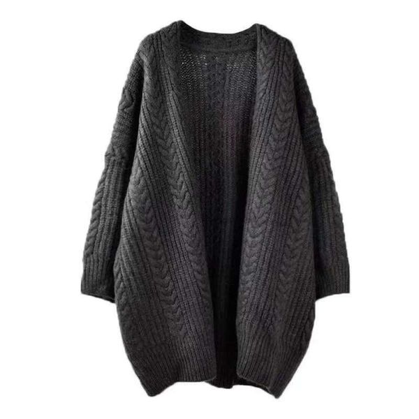 

korean hemp loose lazy wind long thick women's sweater coat knitted cardigan 2020 new autumn and winter woman, White