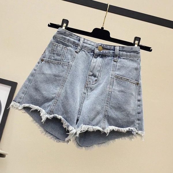 

high waist jean shorts women summer womens shorts new korean-style loose plus siz a- line short women, White;black