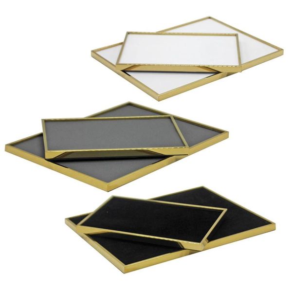 

stainless steel jewelry tray display jewelry flannel tray golden shiny, Pink;blue