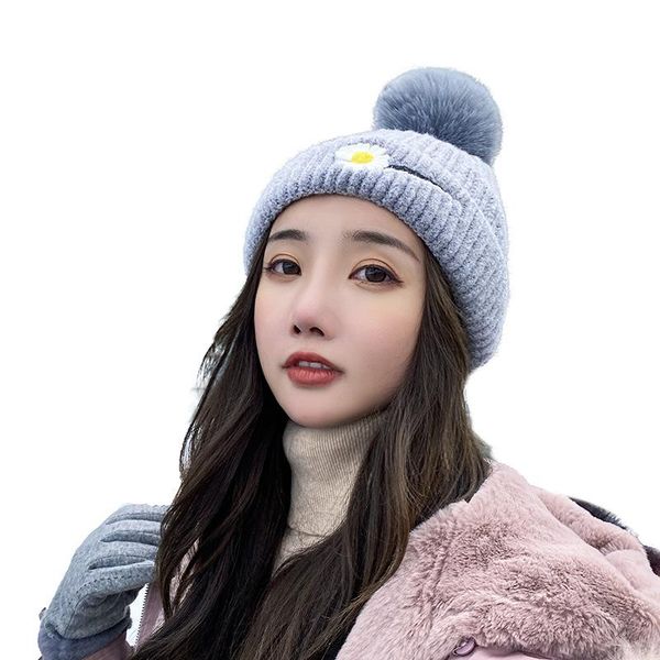 

beanie/skull caps fashion winter beanie hat women thicken warm solid color knit casual female soft ski cap, Blue;gray