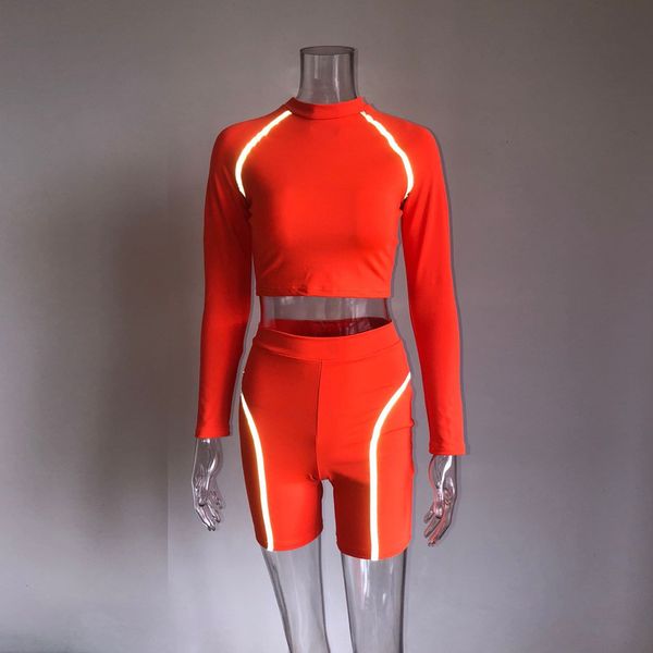 

2019 summer reflective t-shirt + tight shorts two piece set 8069 swimsuit bandage bathing suits pad