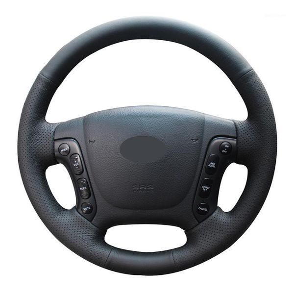 

hand-stitched black artificial leather anti-slip car steering wheel cover for santa fe 2007 2008 2009 2010 2011 20121