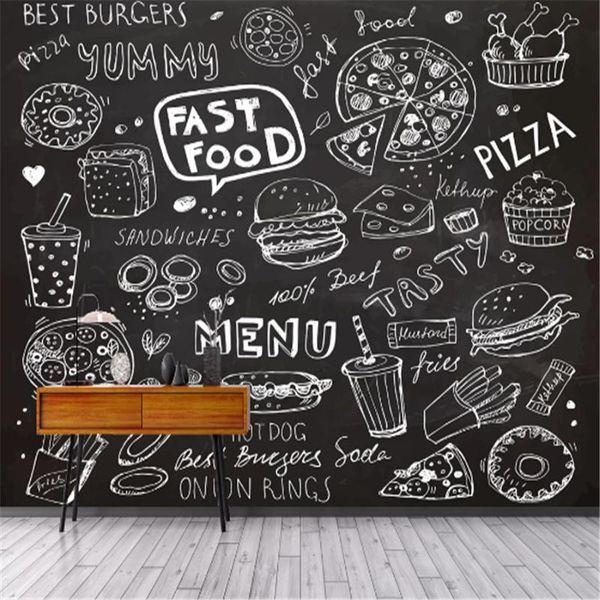 

wallpapers pizza western fast snack bar restaurant industrial decor wall paper burger home background mural wallpaper 3d