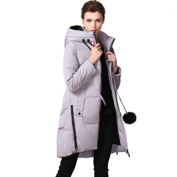

autumn winter women parkas down coats with hoody slim belt 90% duck down lady trench outerwear overcoat lf43181, Black