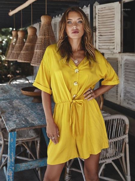 

loose women jumpsuit solid casual playsuits v-neck female multicolor playsuit fashion rompers womens jumpsuits summer1, Black;white