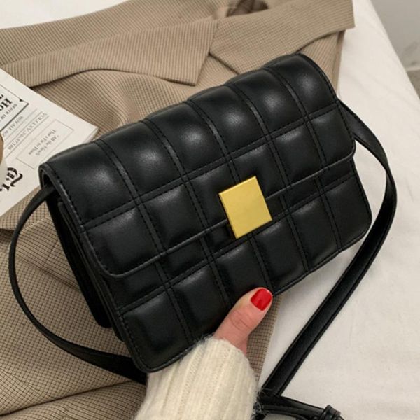 

cross body plaid pu leather brand designer crossbody simple bags for women solid color luxury shoulder bag female fashion small handbags