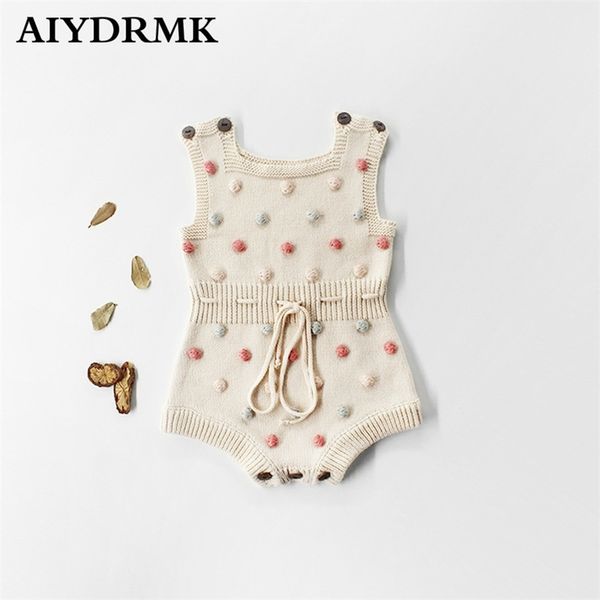 

knitted newborn rompers clothes cotton colors pompom woolen girl romper ruffle infant baby boys jumpsuit overalls 201028, Blue