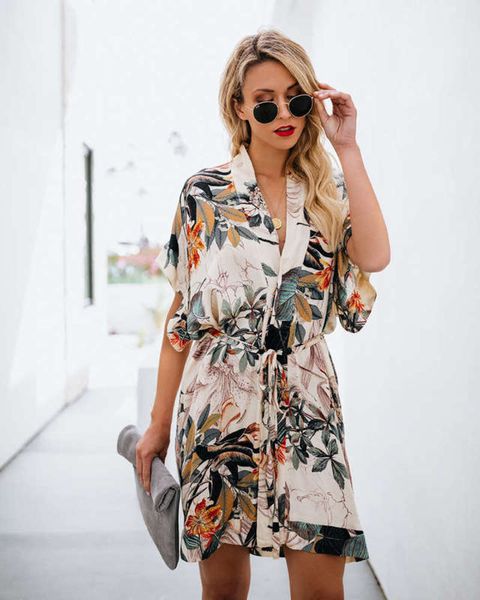 

women's v-neck bohemian print dress new, Black;gray