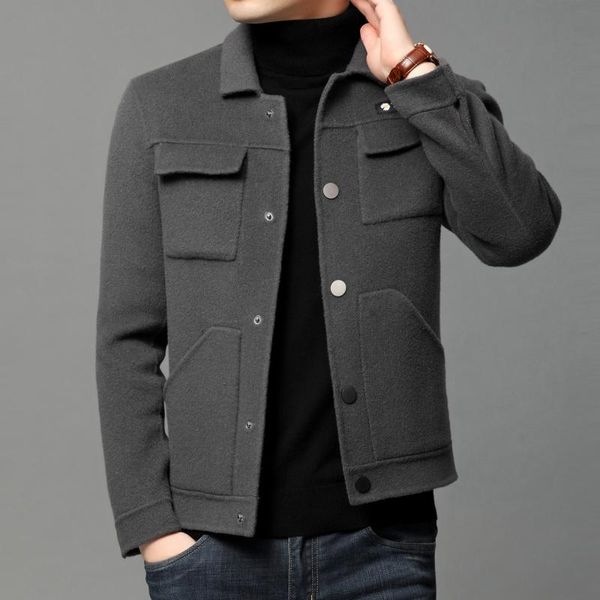 

2021 winter type double male wool woolen cloth coat, coat the young and middle-aged men leisure short wool jacket, Black