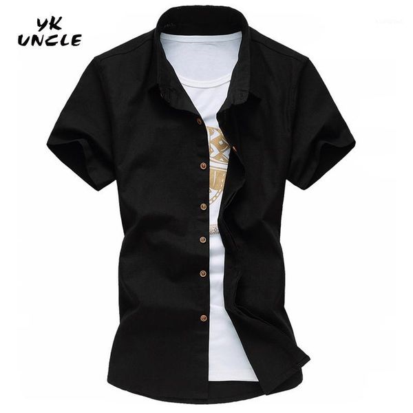 

yk uncle brand 2020 summer fashion style shirt men short sleeve oversized classic solid shirts plus size shirt for man clothes1, White;black