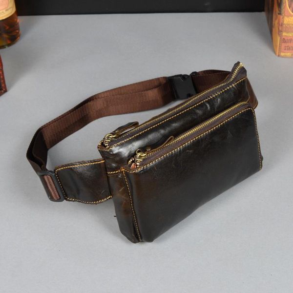 

genuine leather waist bag for men fashion fanny pack belt bag waist pack bum male money belt coin purse pouch chest bags