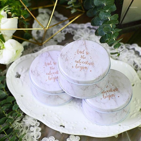 

gift wrap 50pcs/lot marble round 7.5*4.5cm wedding sweet boxes , an1011